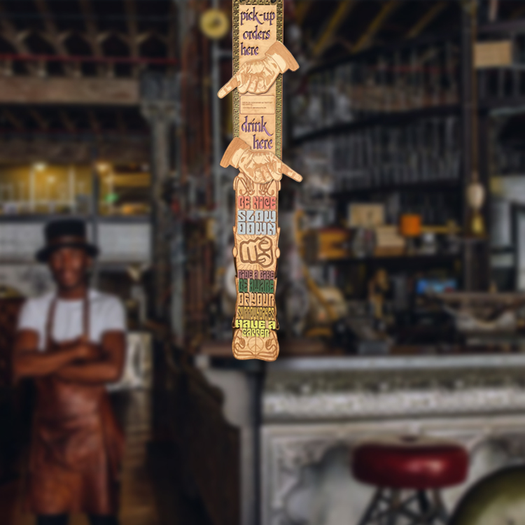 laser cut crafted bar sign during the pandemic